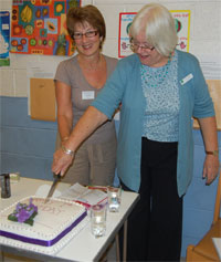cutting the cake